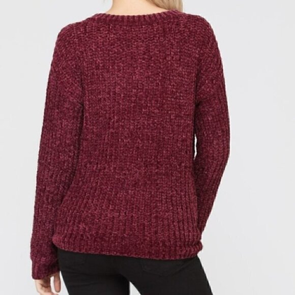 Chenille Burgundy Sweater - Picture 2 of 4